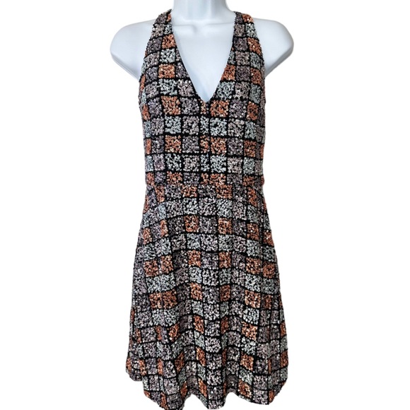 Rebecca Minkoff Dresses & Skirts - Rebecca Minkoff Women’s Black Multi-Color Square Sequin Deep V Mini Dress-Size 4